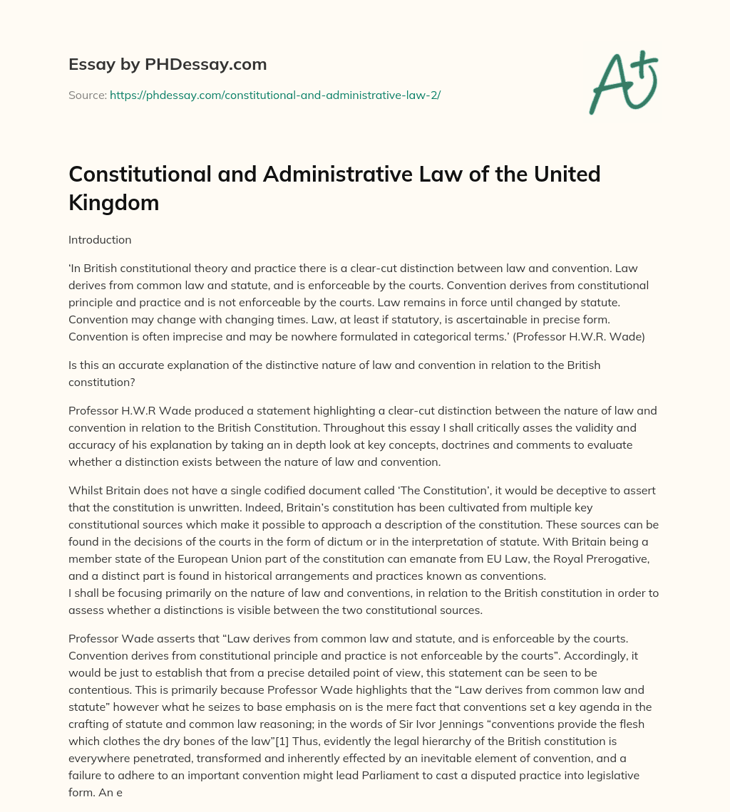 Constitutional and Administrative Law of the United Kingdom