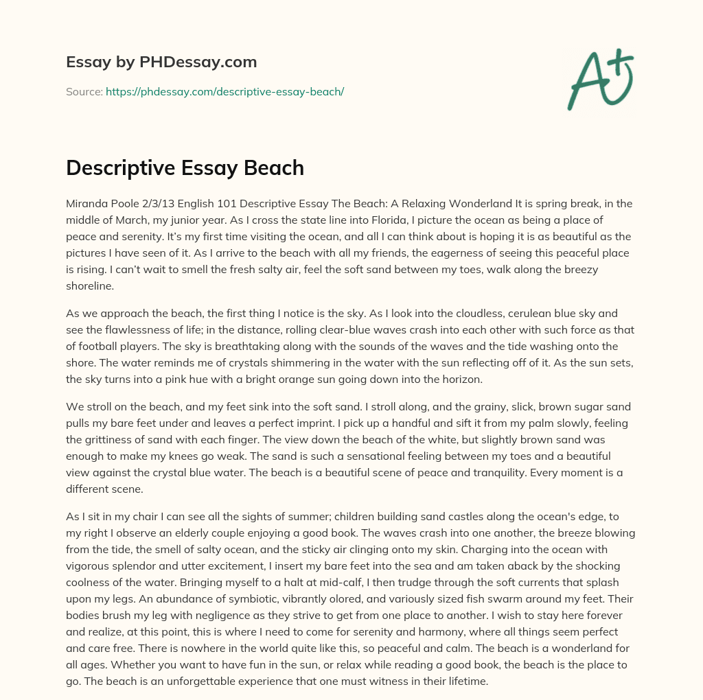 Descriptive Essay Beach (500 Words)