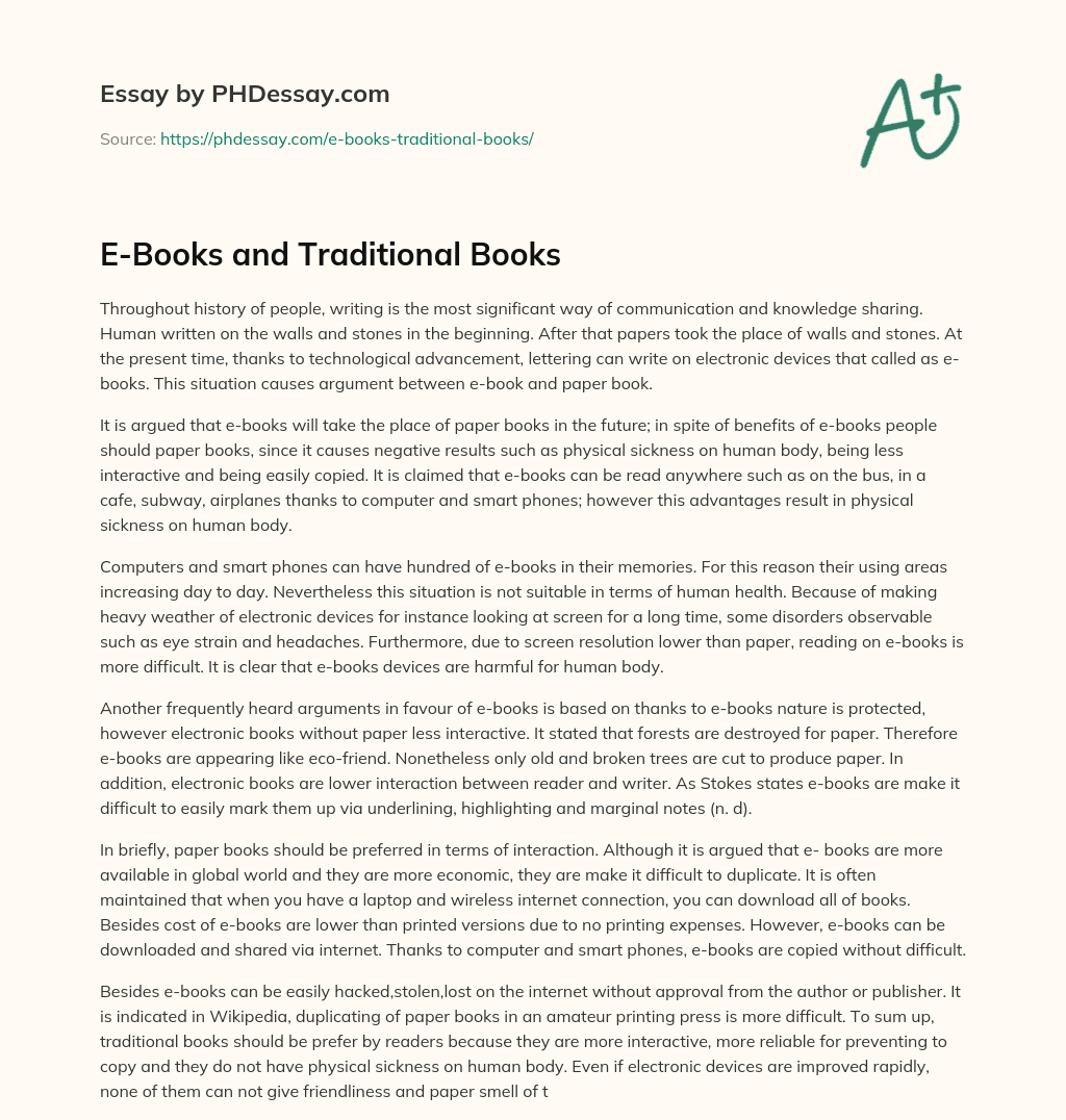 EBooks and Traditional Books (500 Words)