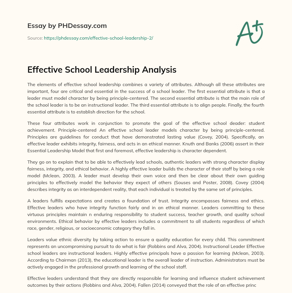 Effective School Leadership Analysis