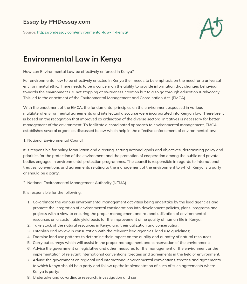 Environmental Law in Kenya