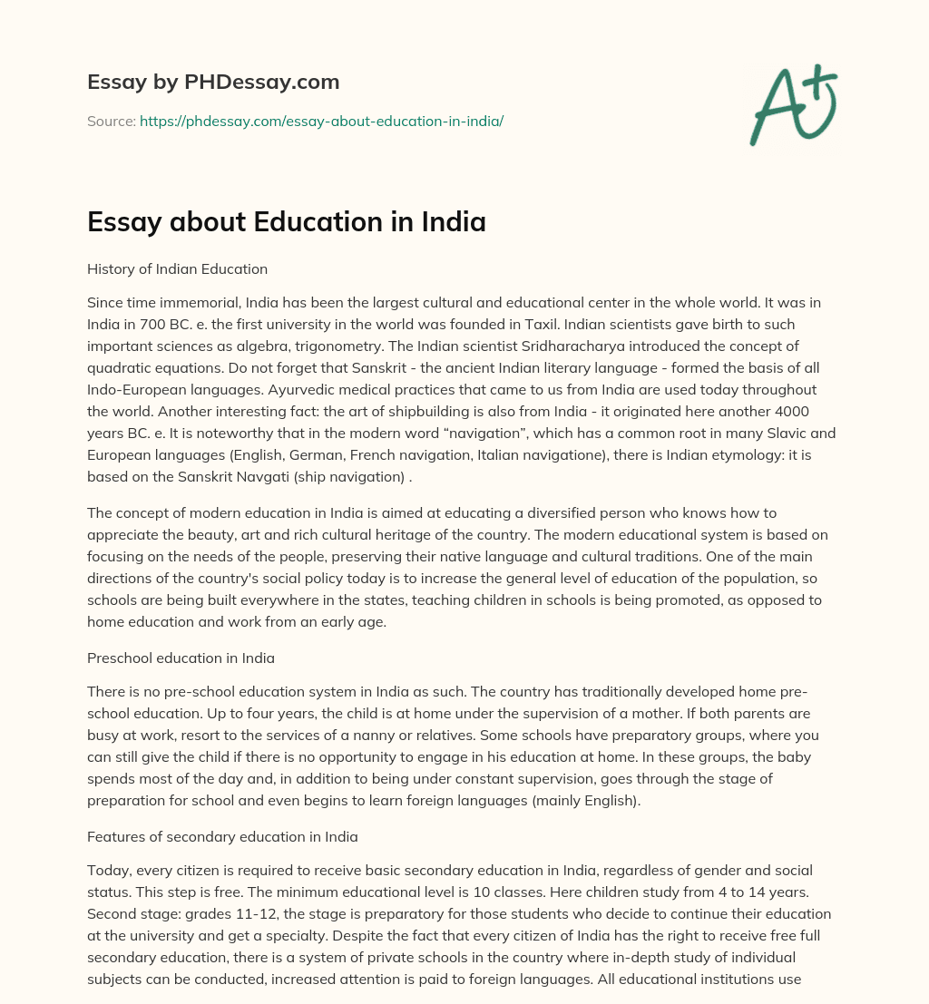 Essay about Education in India (500 Words)