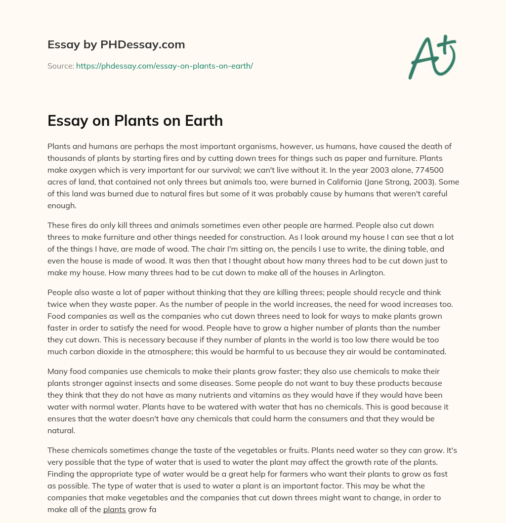 Essay on Plants on Earth