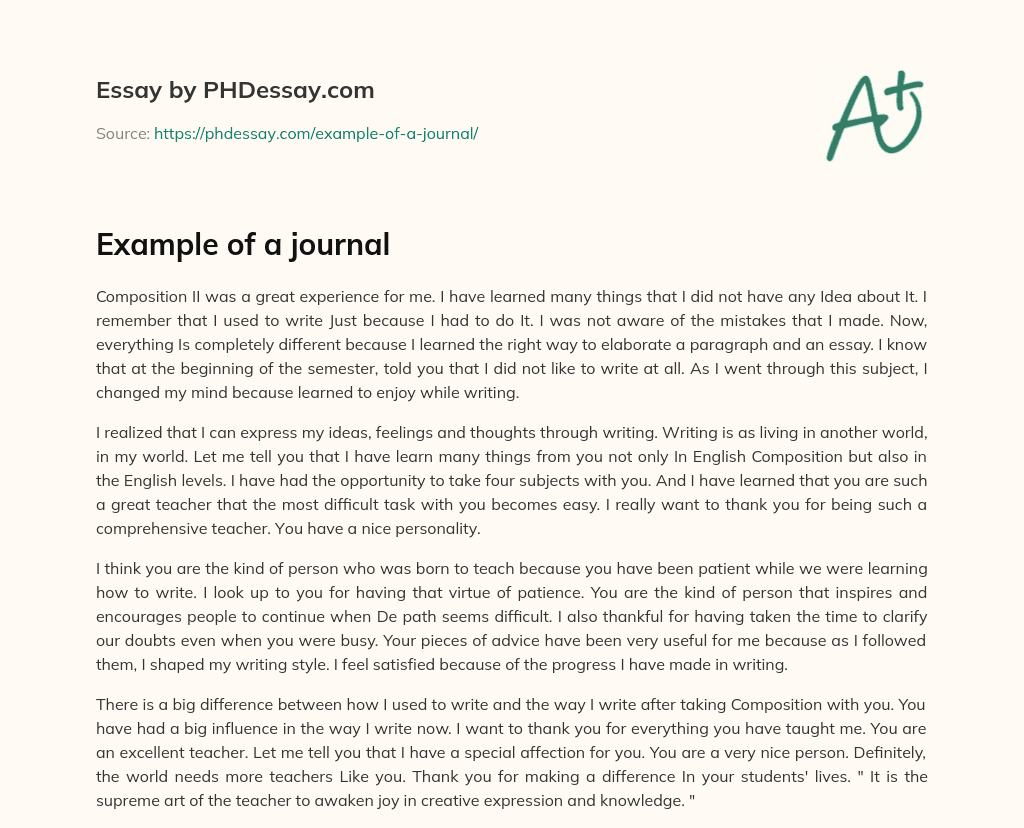 Example of a journal (400 Words)