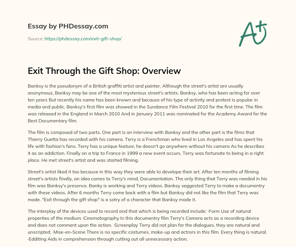 Exit Through the Gift Shop Overview (400 Words)