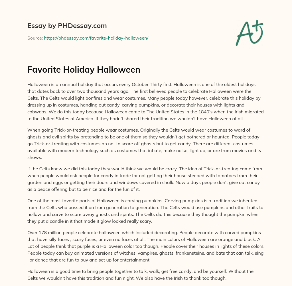 Favorite Holiday Halloween (400 Words)
