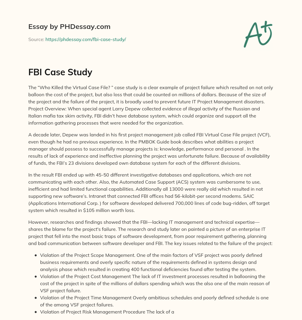 FBI Case Study