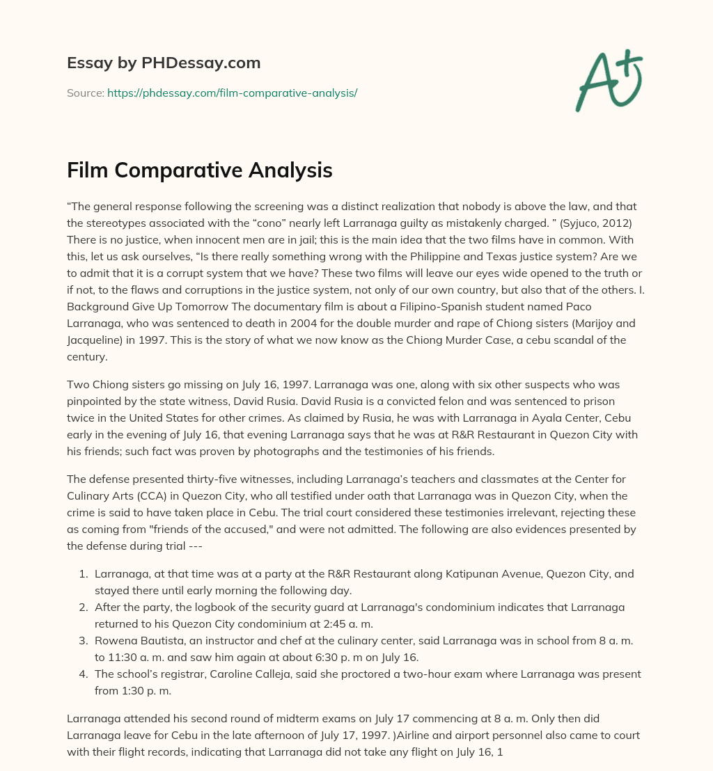 Film Comparative Analysis
