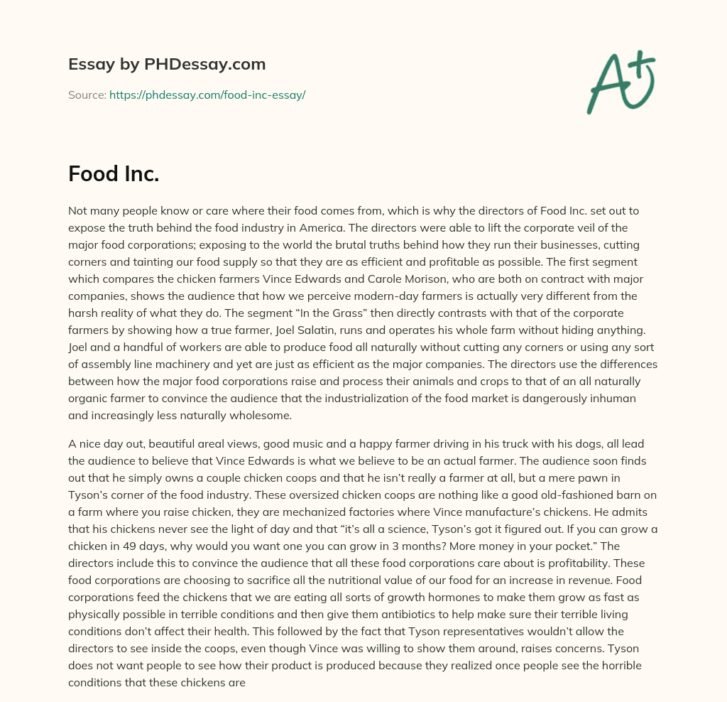 Food Inc. Essay Example