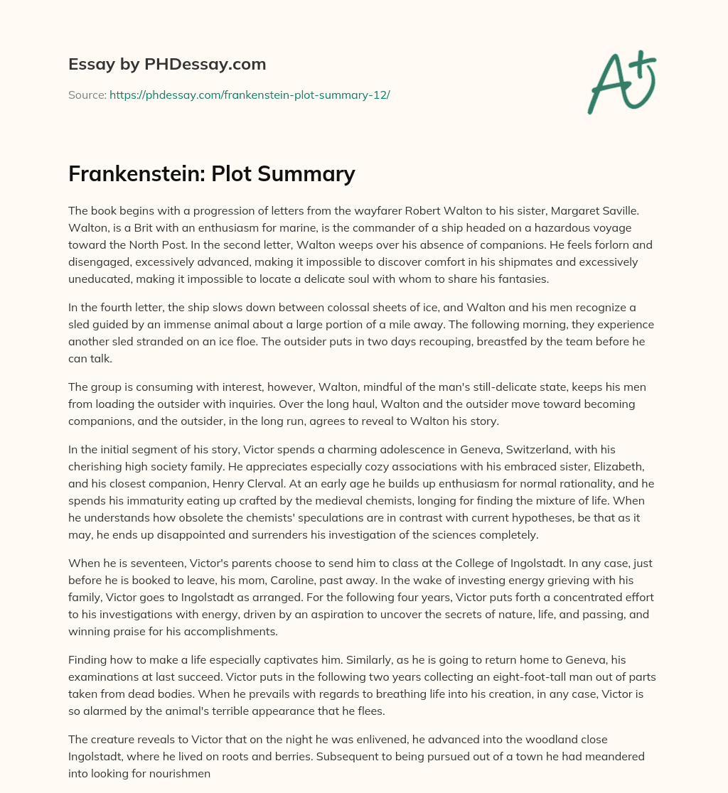 Frankenstein Plot Summary