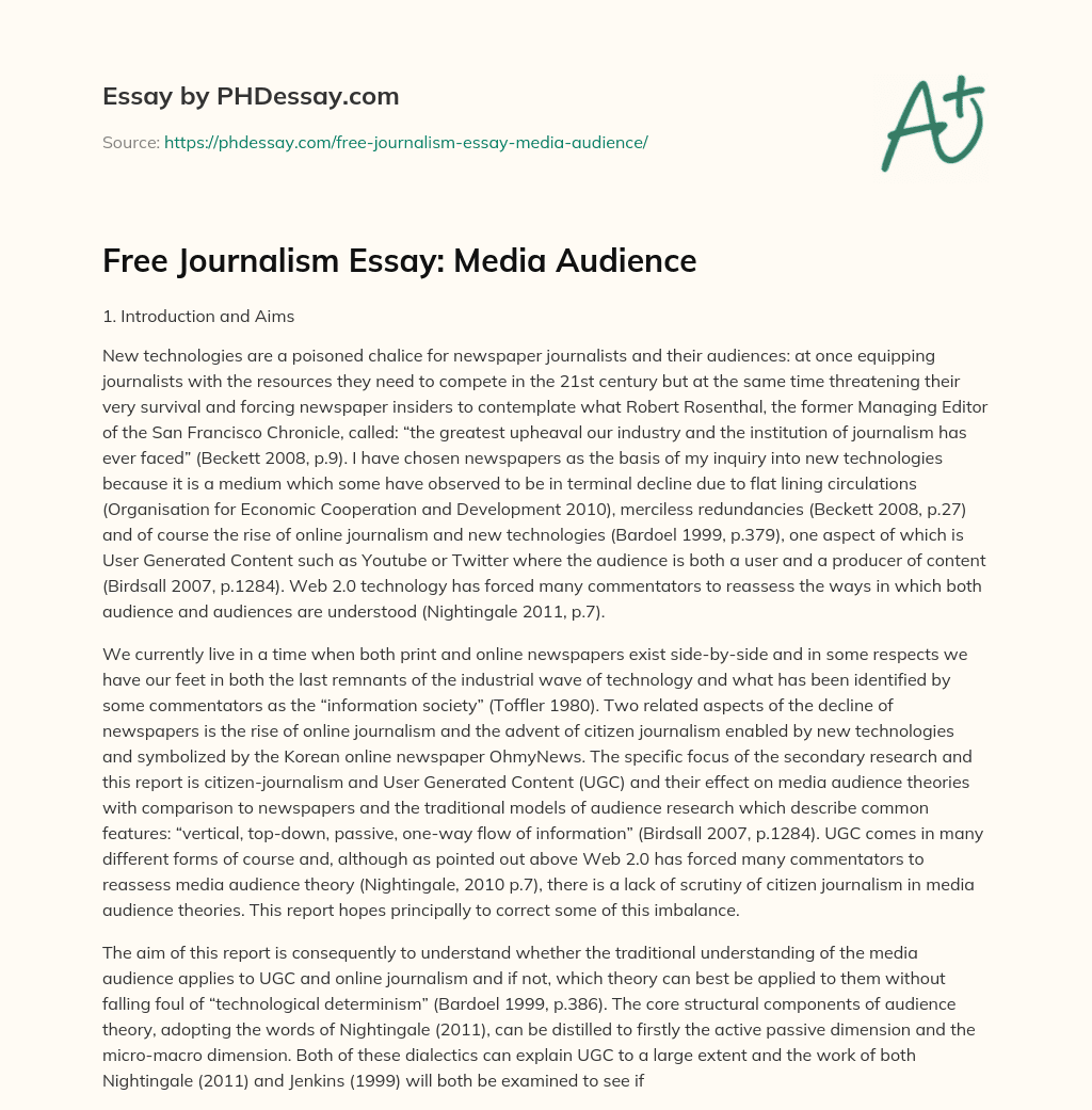 Free Journalism Essay Media Audience