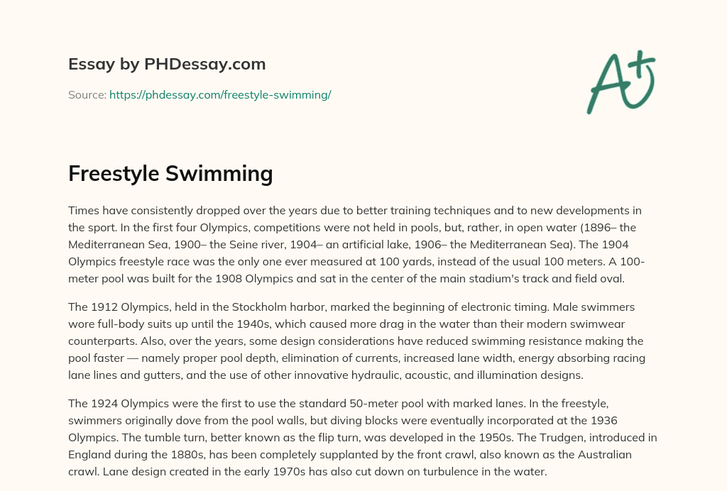 Freestyle Swimming Essay Example (300 Words)