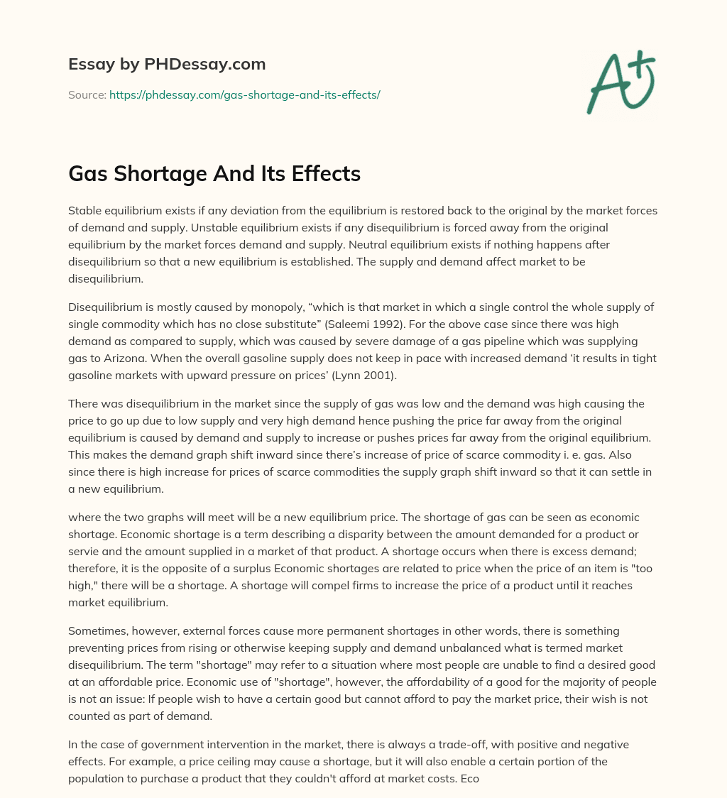 Gas Shortage And Its Effects