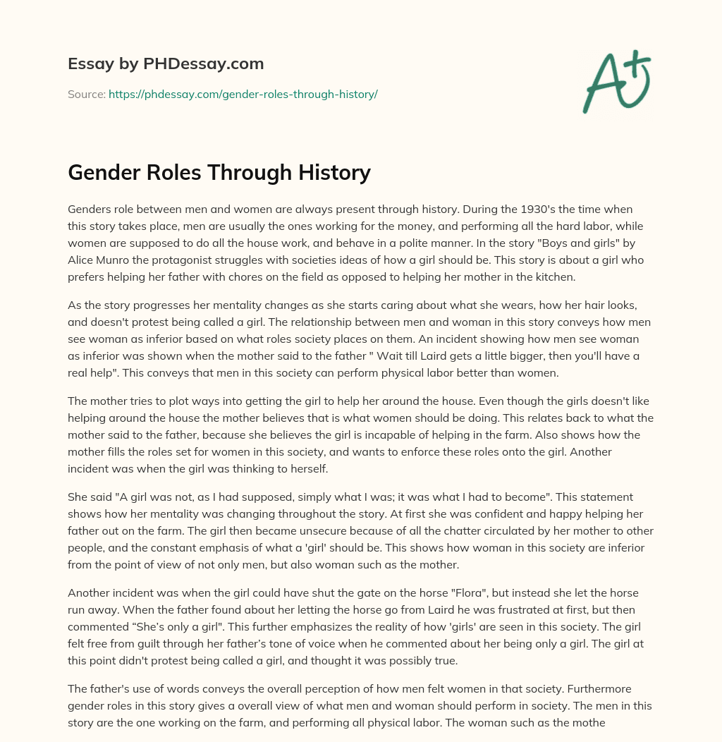 Gender Roles Through History (600 Words)