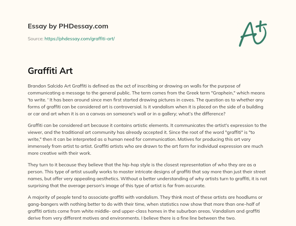Graffiti Art (300 Words)