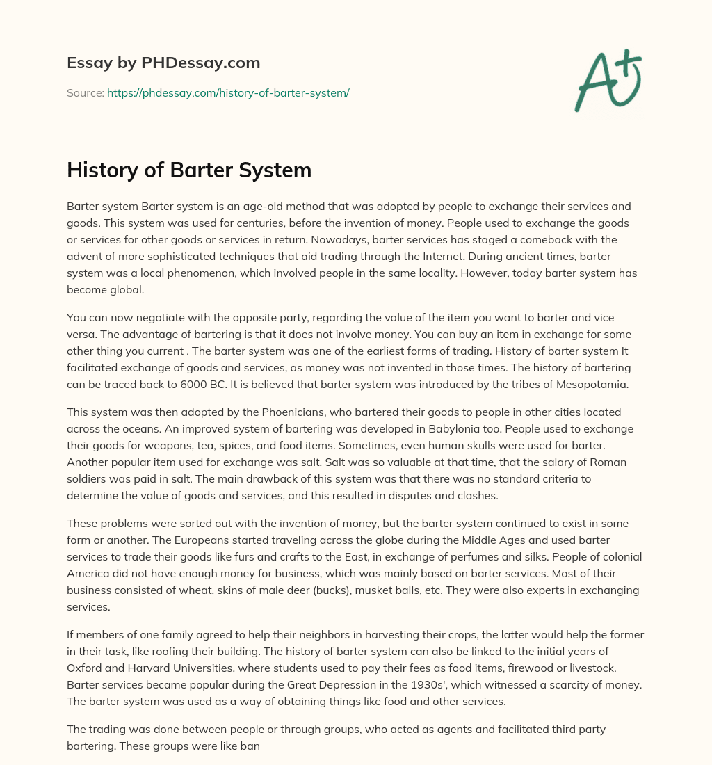 History of Barter System