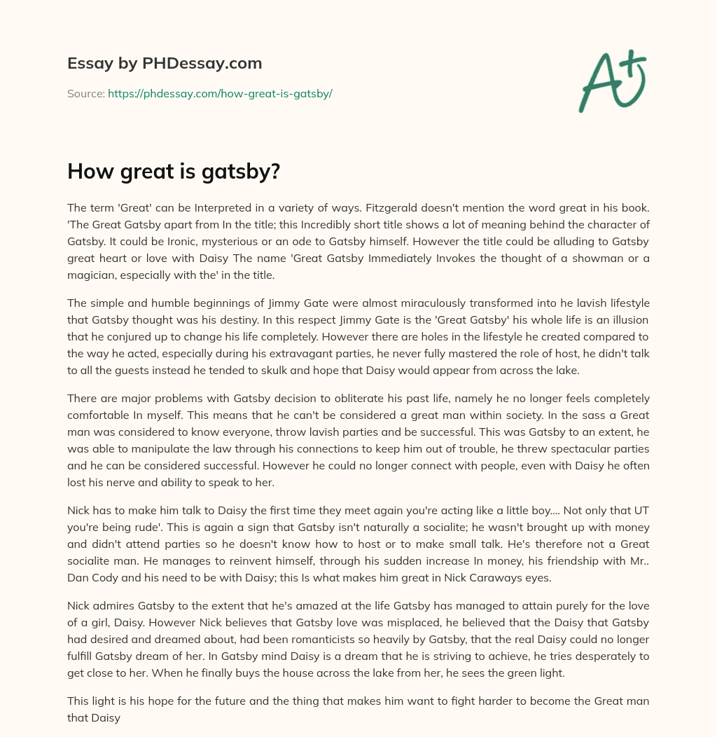 How great is gatsby?