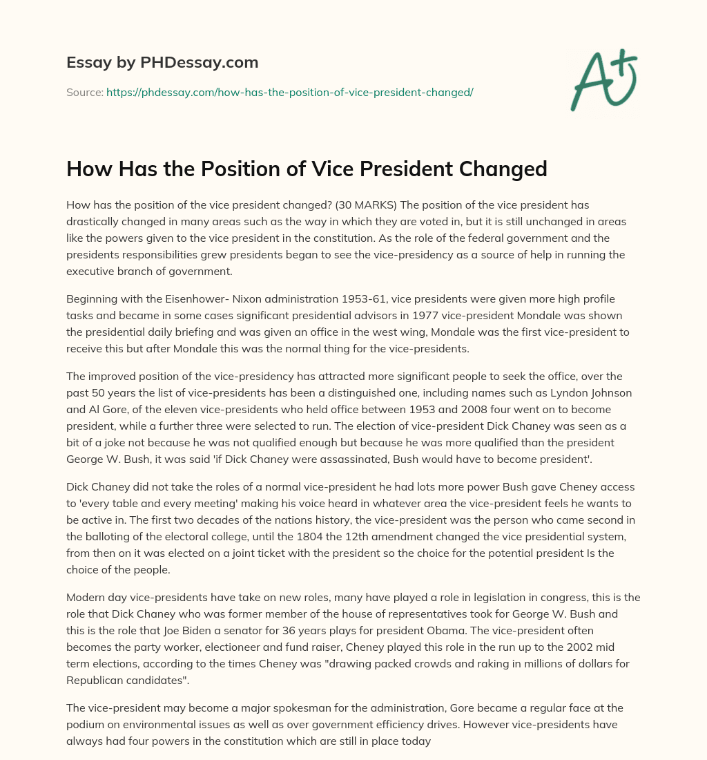 How Has the Position of Vice President Changed