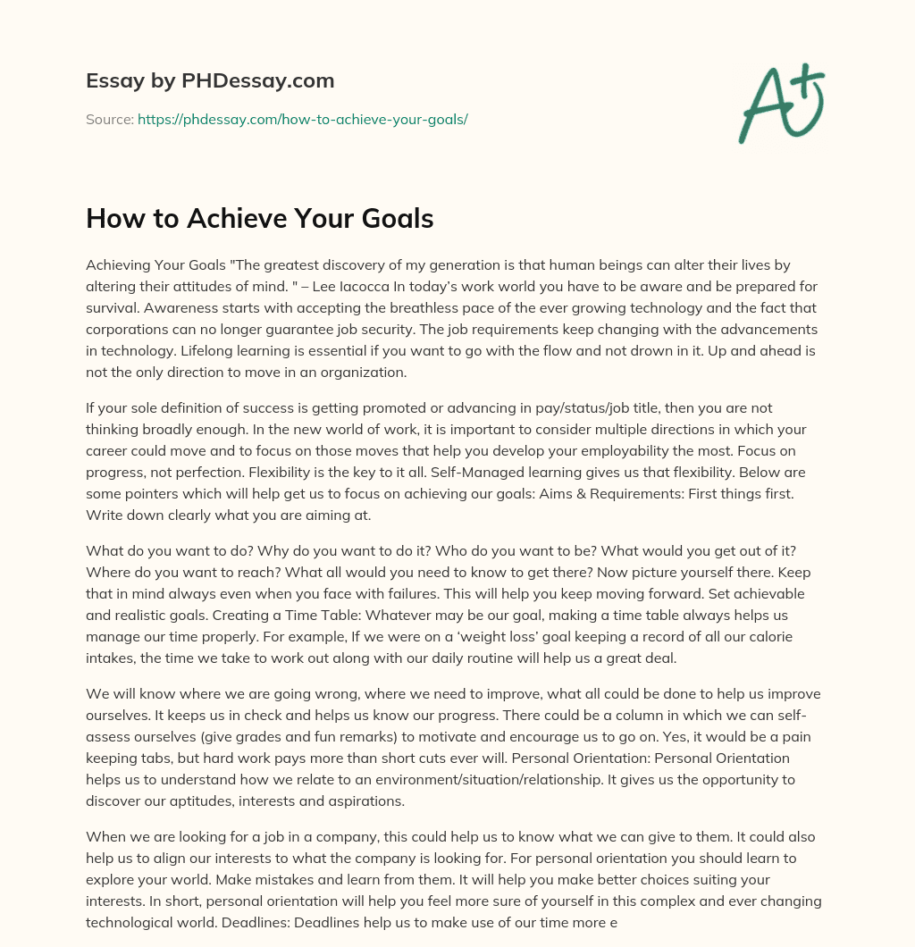 How to Achieve Your Goals