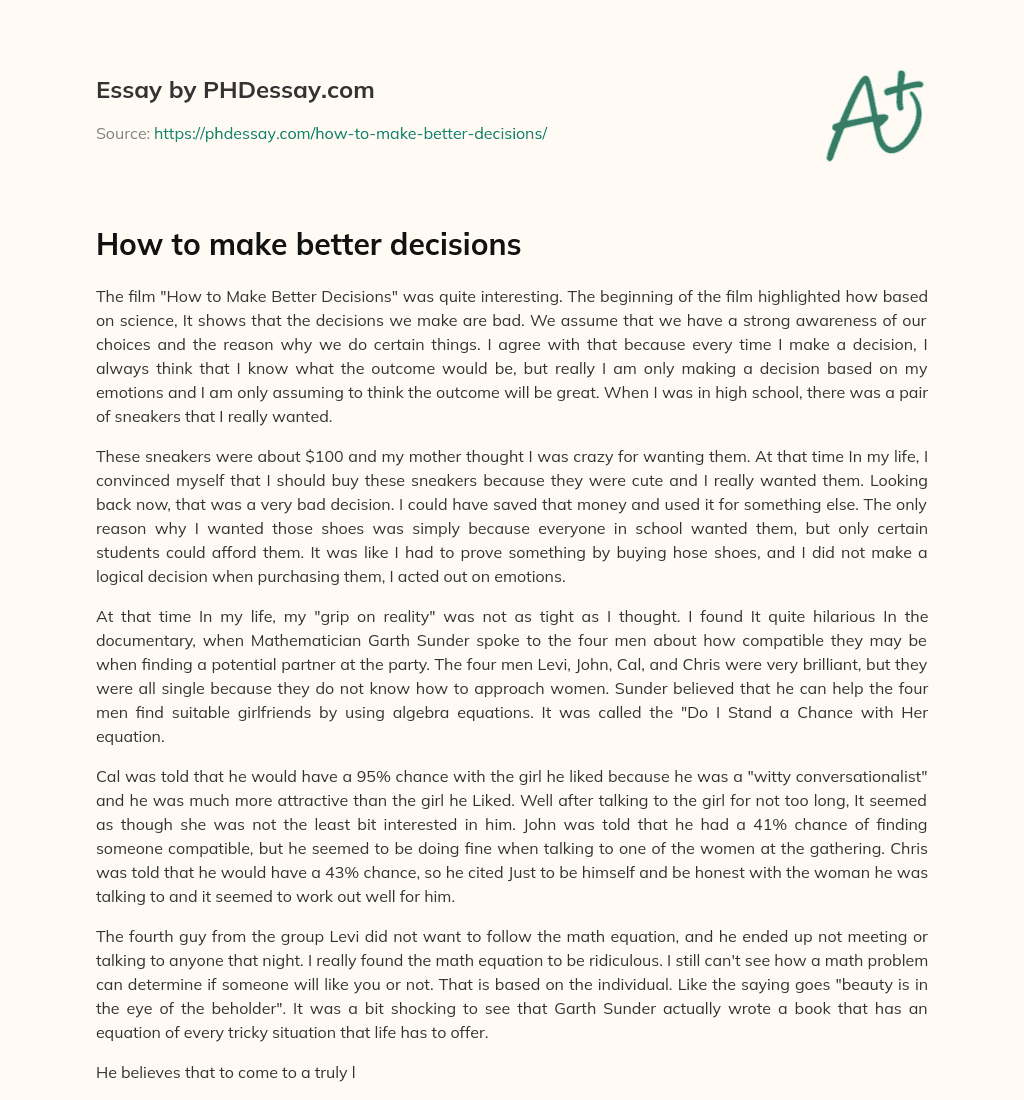 How to make better decisions