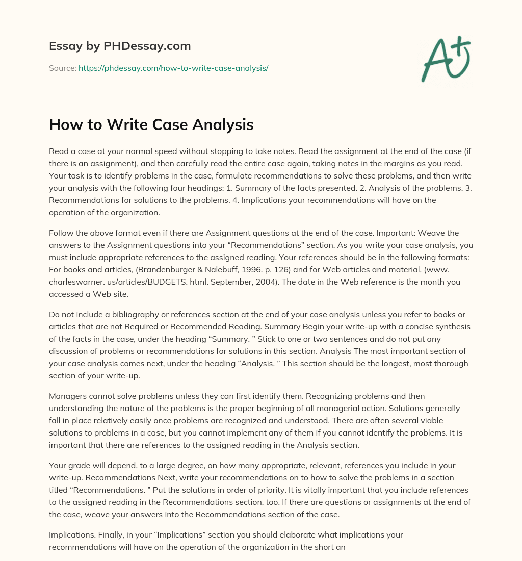 How to Write Case Analysis (500 Words)