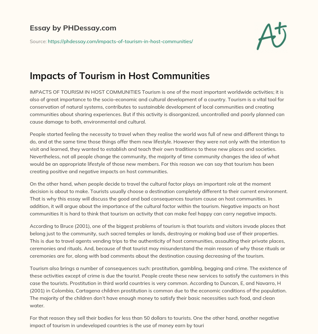 Impacts of Tourism in Host Communities