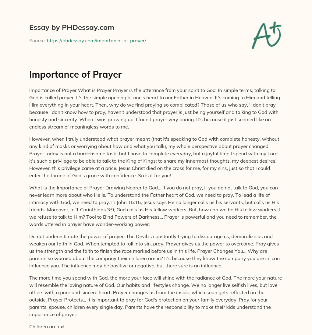 Importance of Prayer