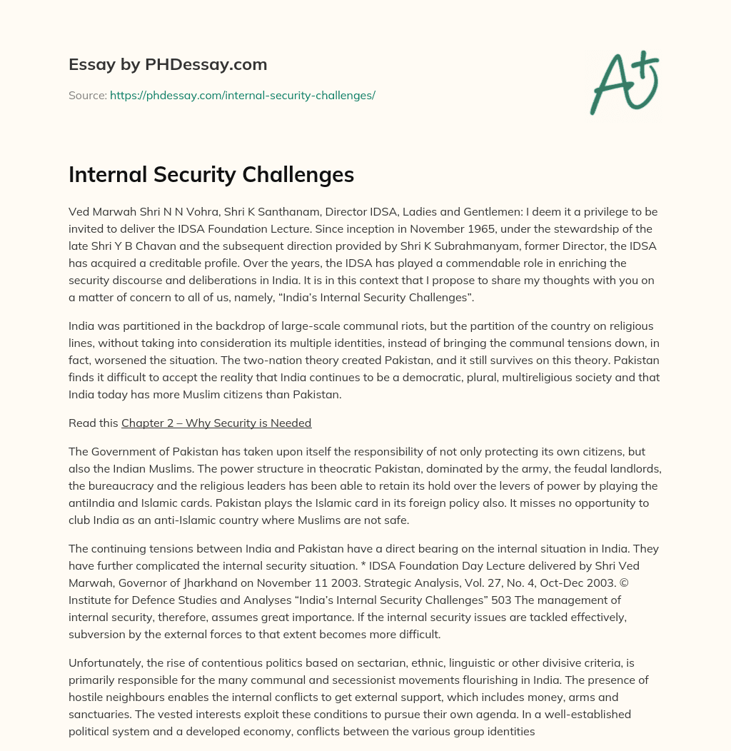 Internal Security Challenges