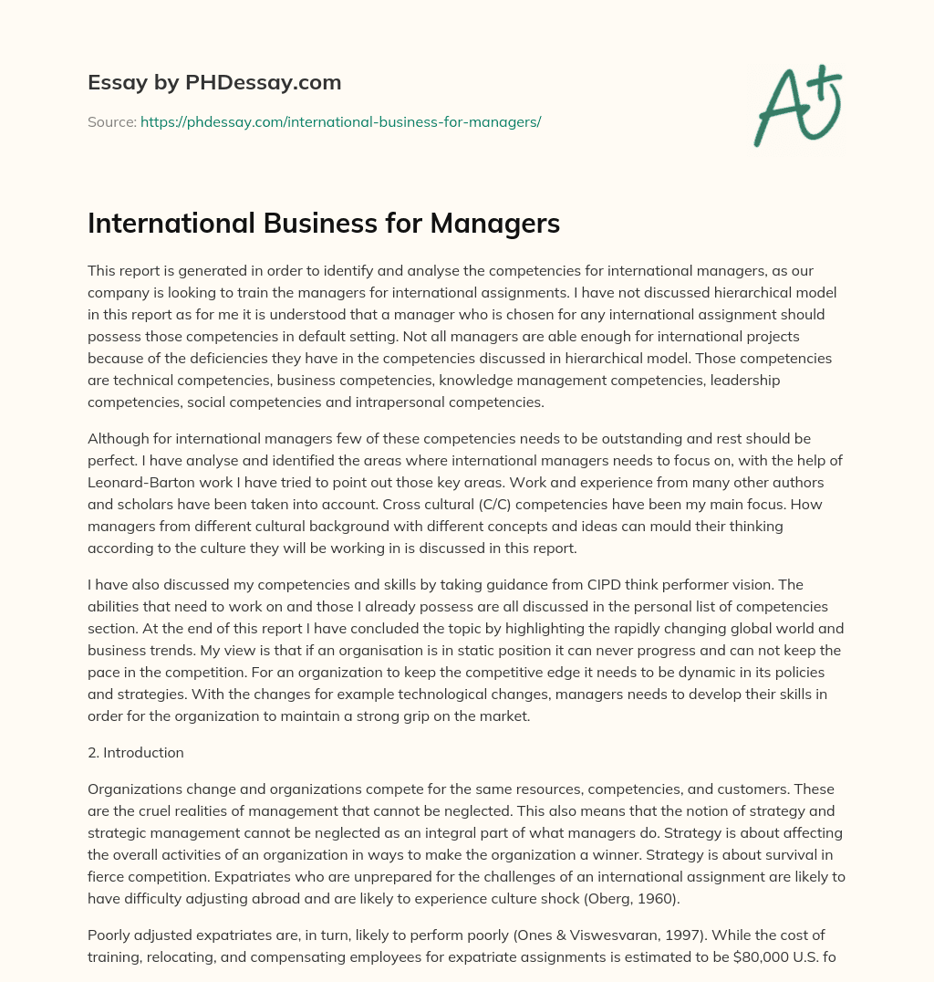 International Business for Managers