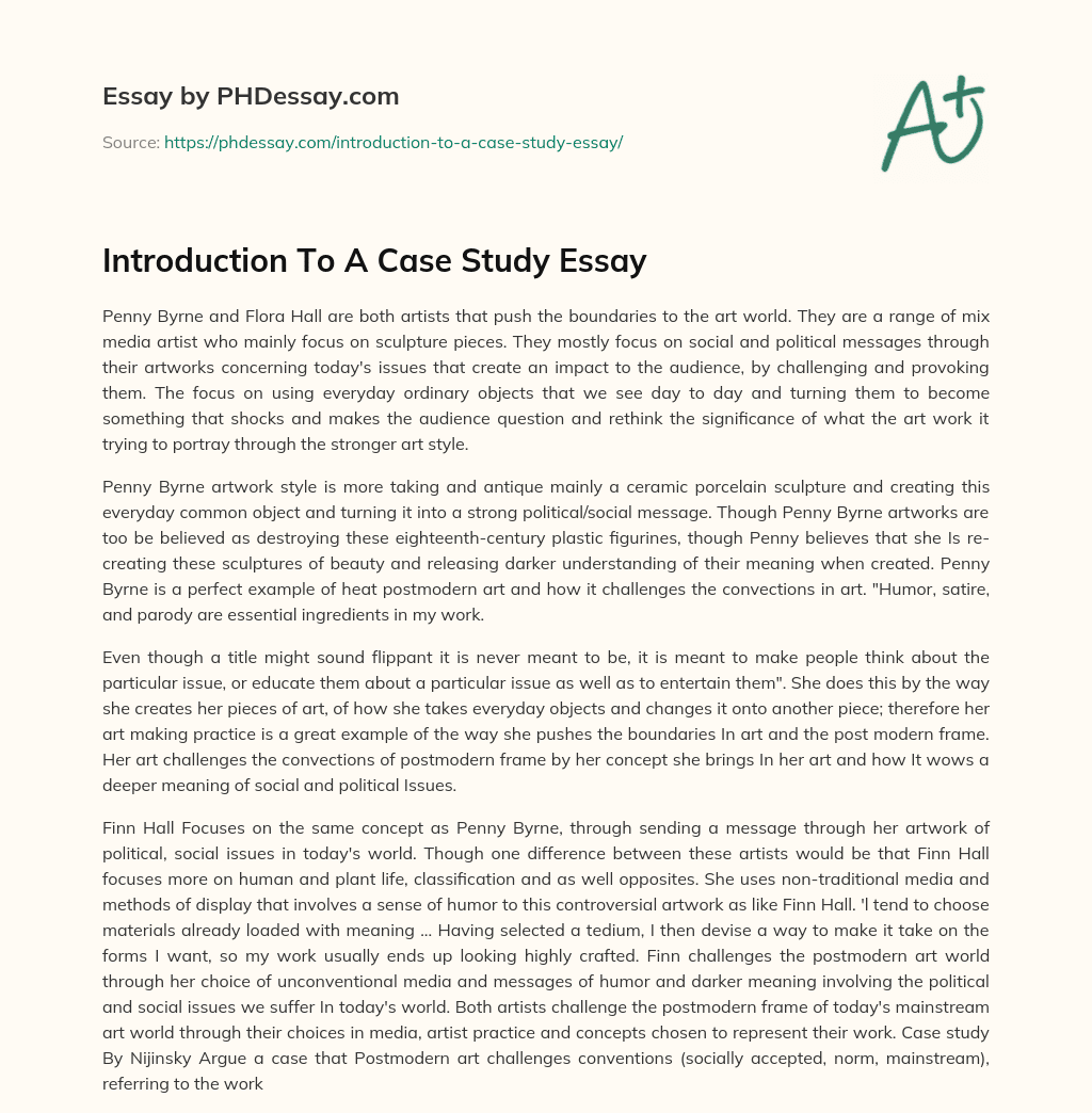 Introduction To A Case Study Essay (600 Words)