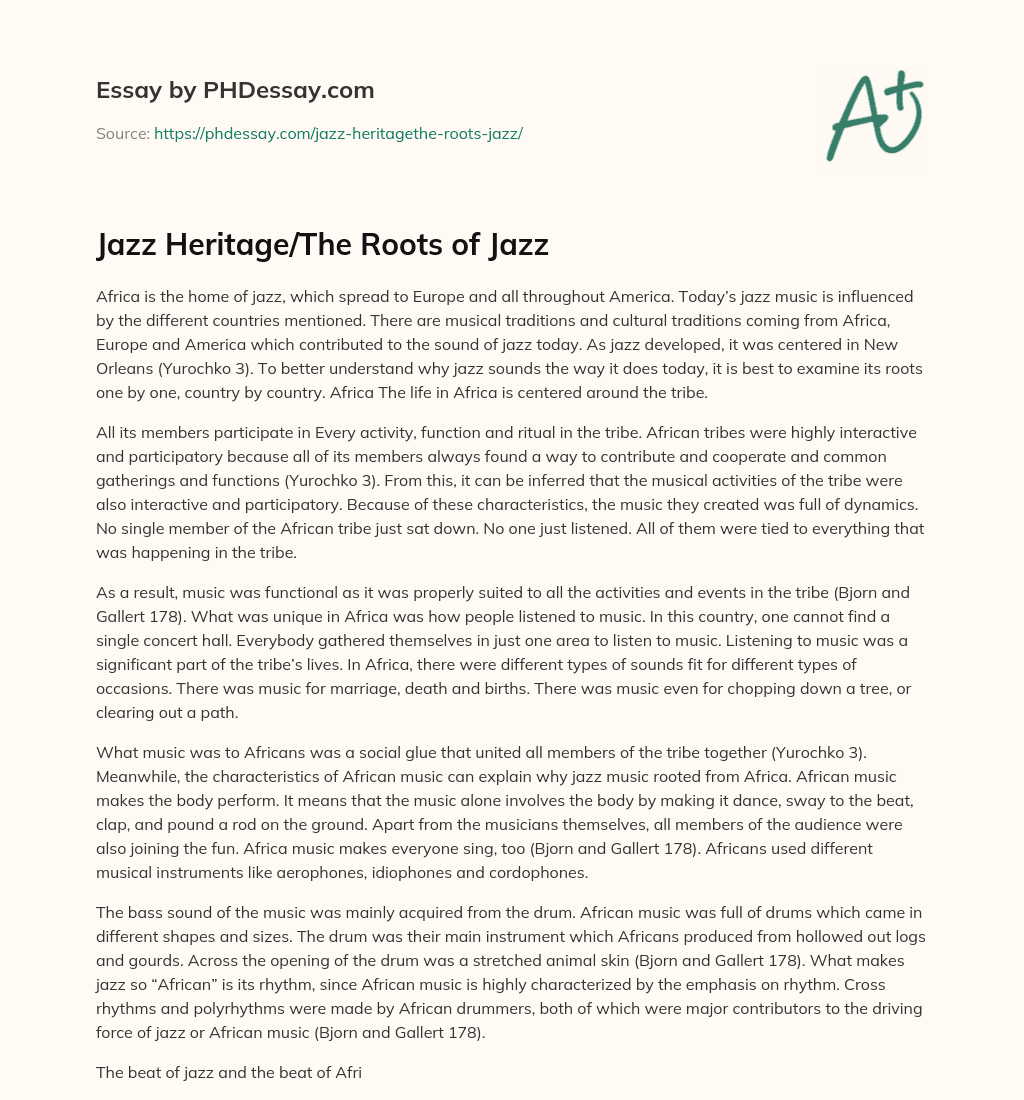 Jazz Heritage/The Roots of Jazz