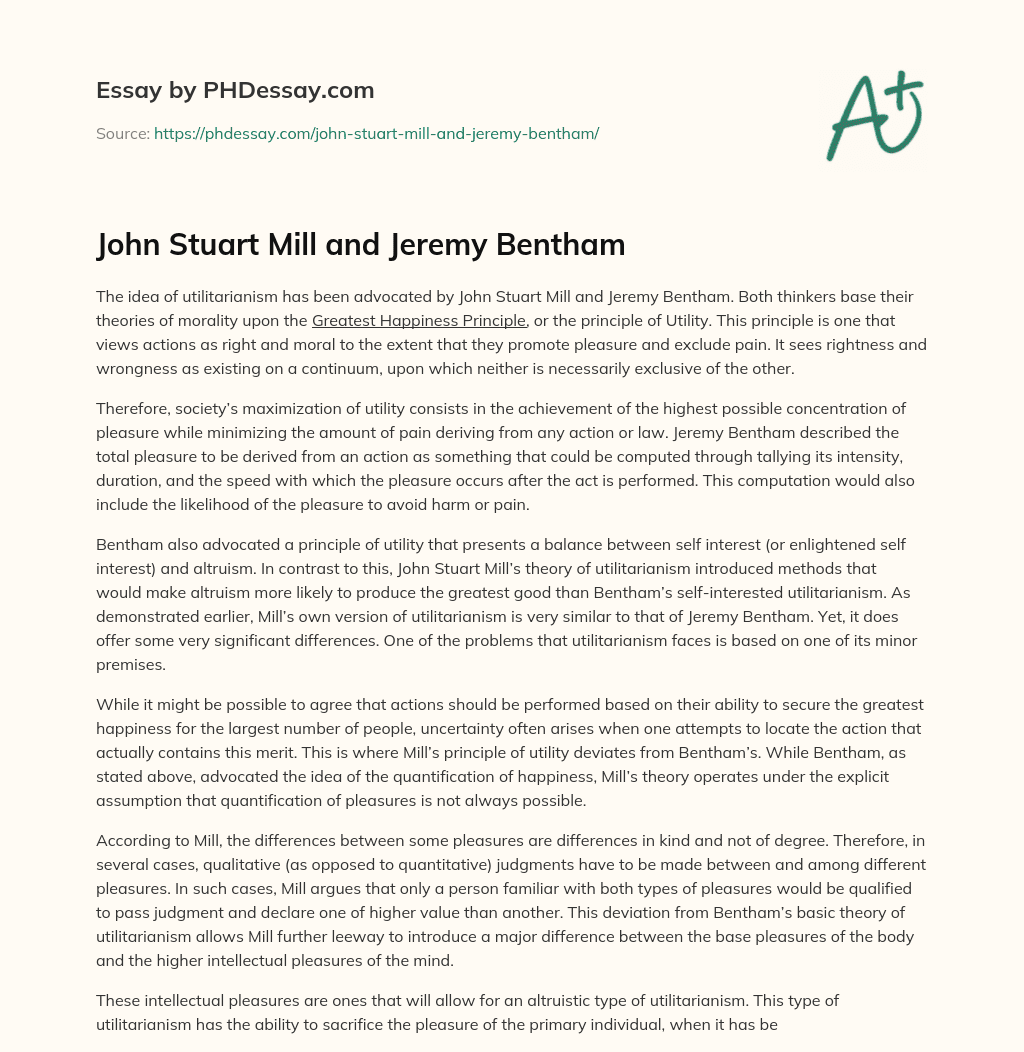 John Stuart Mill and Jeremy Bentham