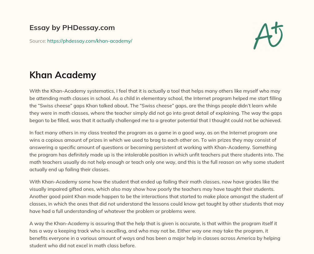 Khan Academy (400 Words)