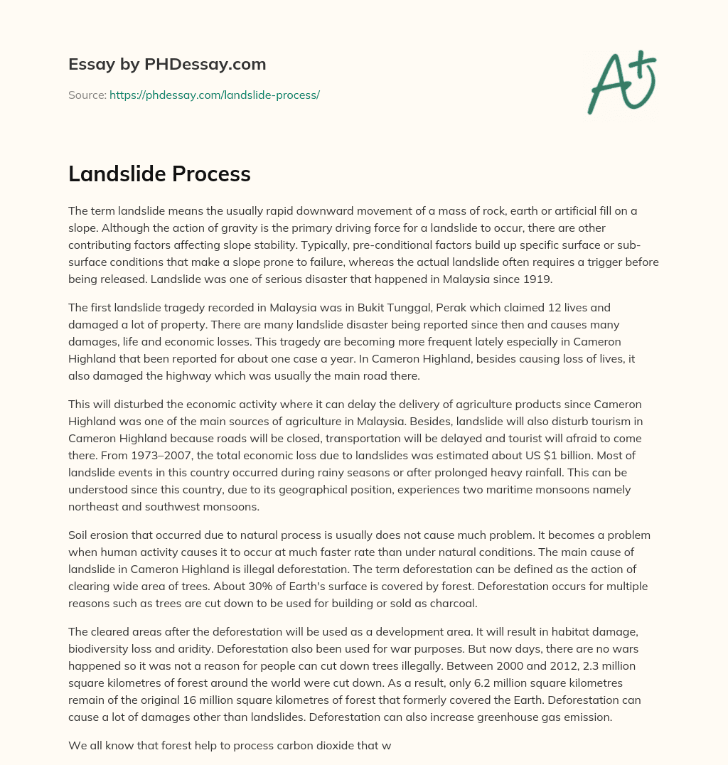 Landslide Process Essay Example