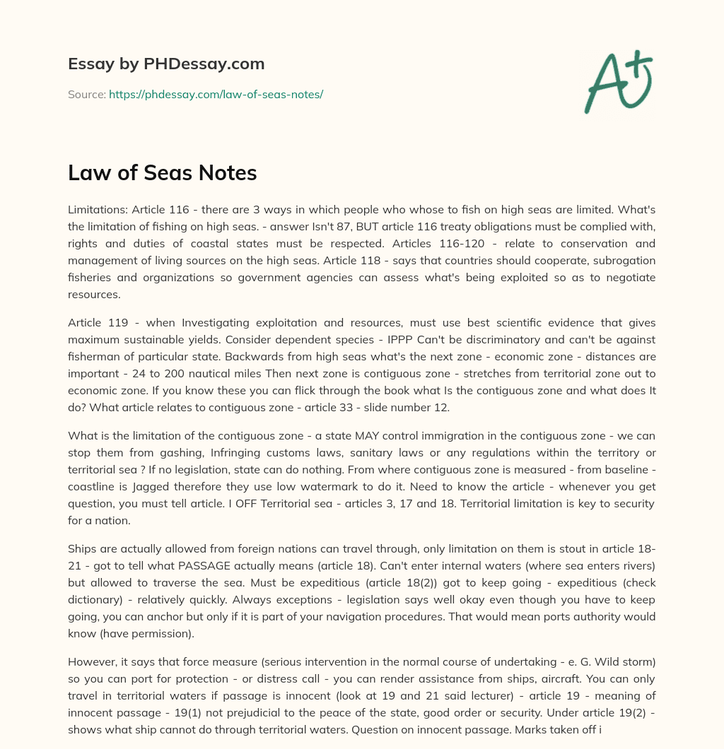 Law of Seas Notes