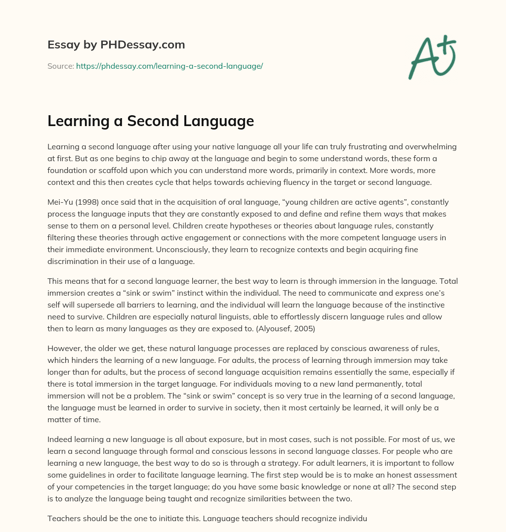 Learning a Second Language