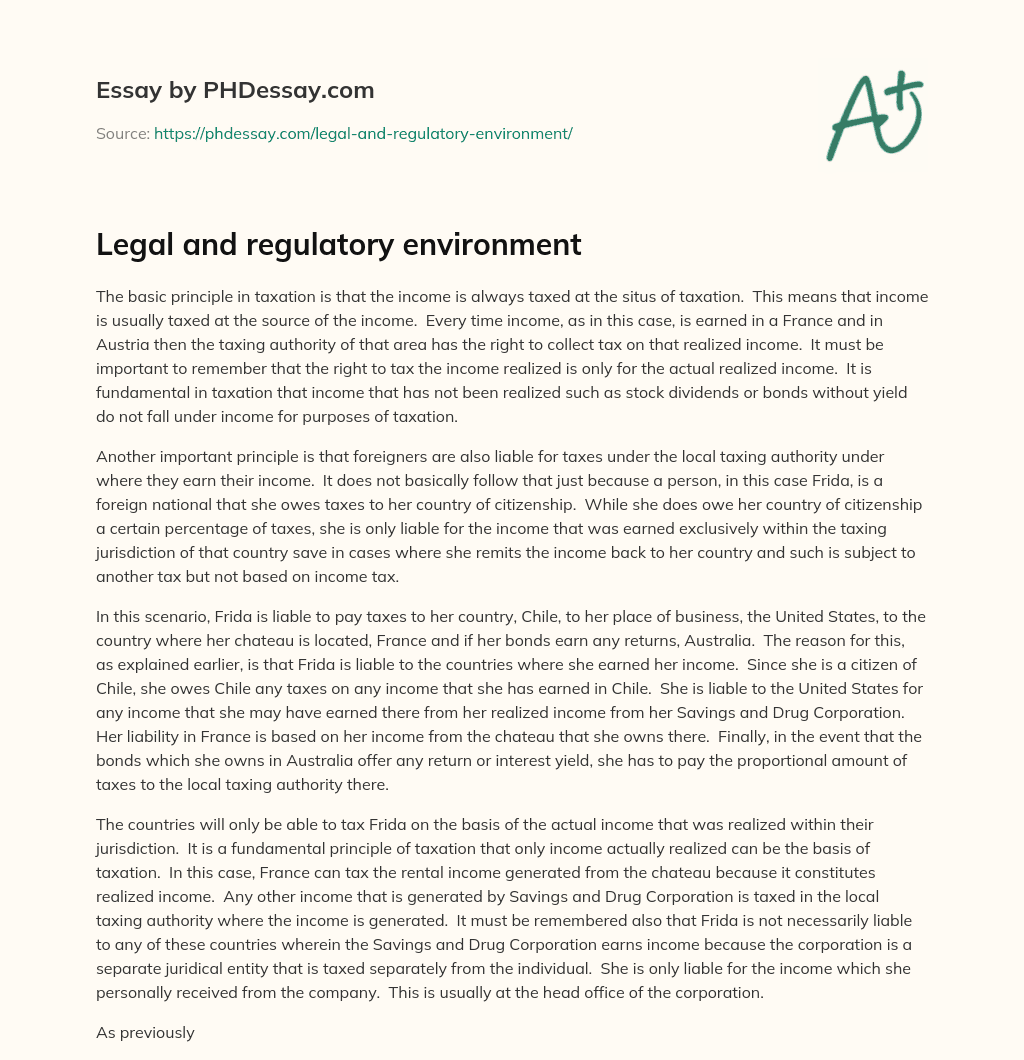 Legal and regulatory environment