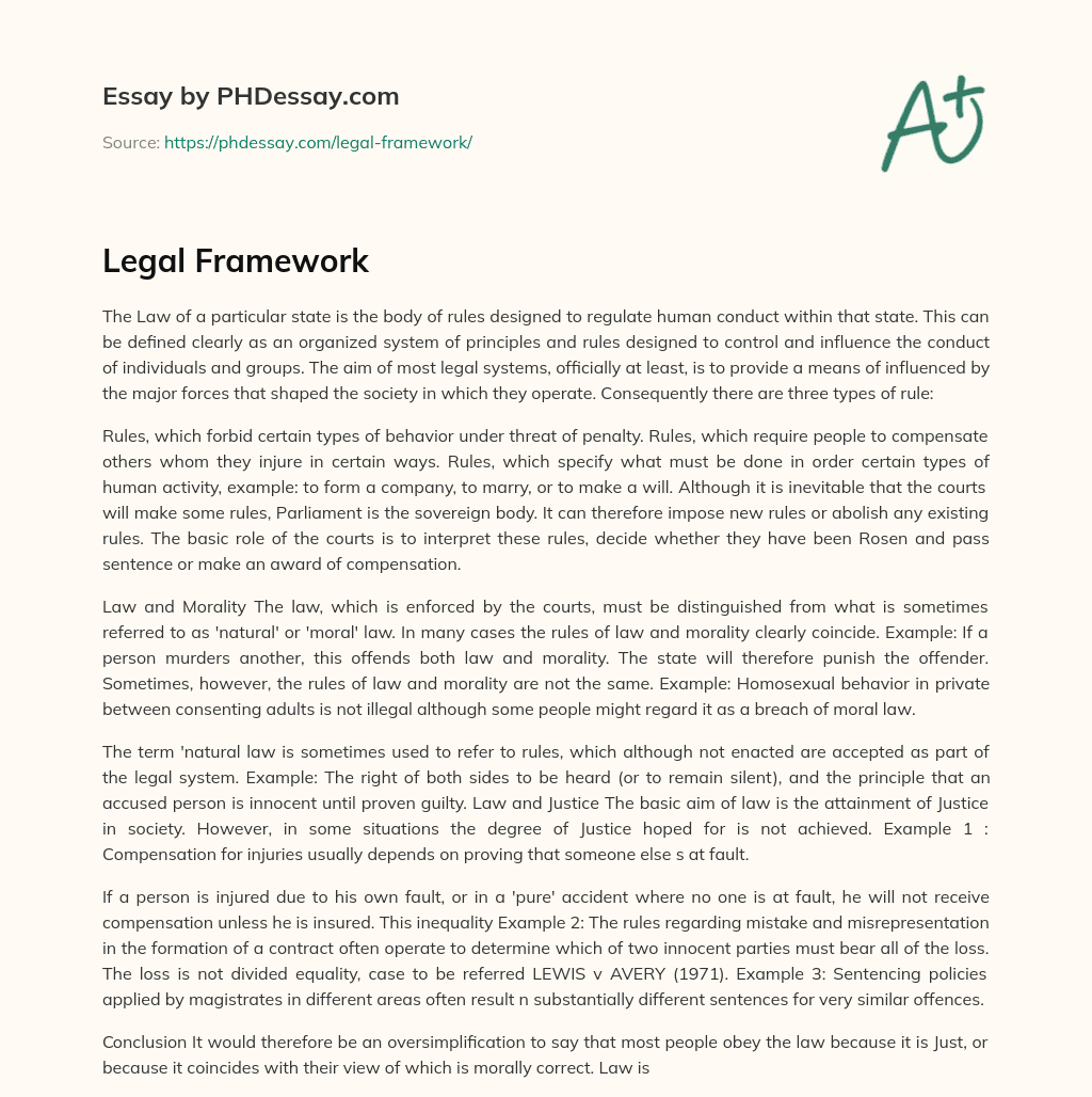 Legal Framework (500 Words)