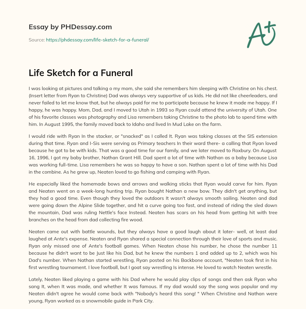 Life Sketch for a Funeral