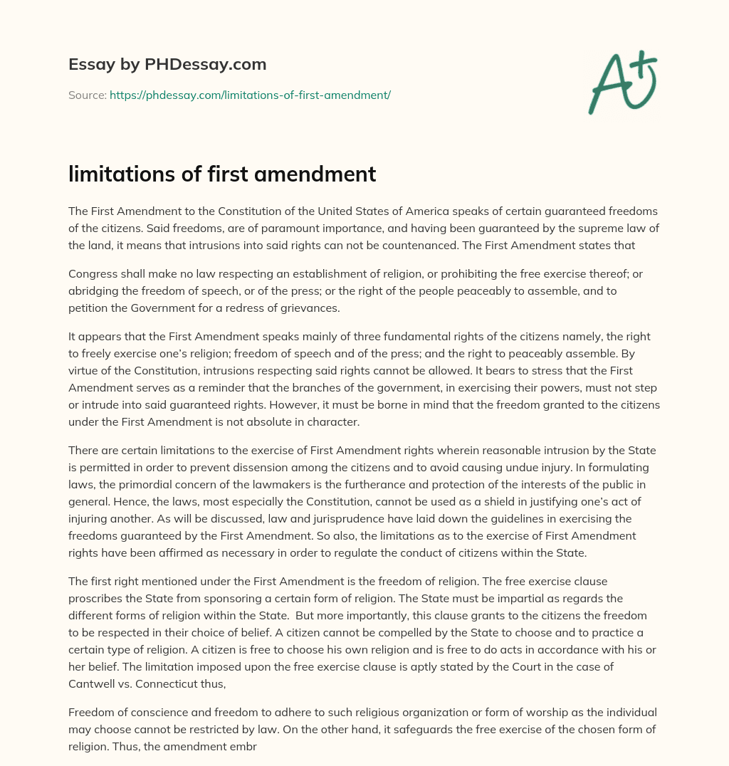 limitations of first amendment