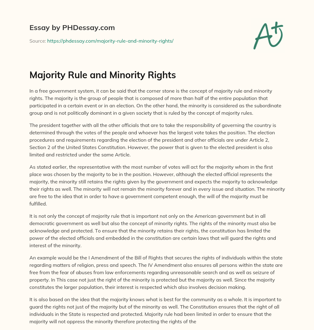 Majority Rule and Minority Rights