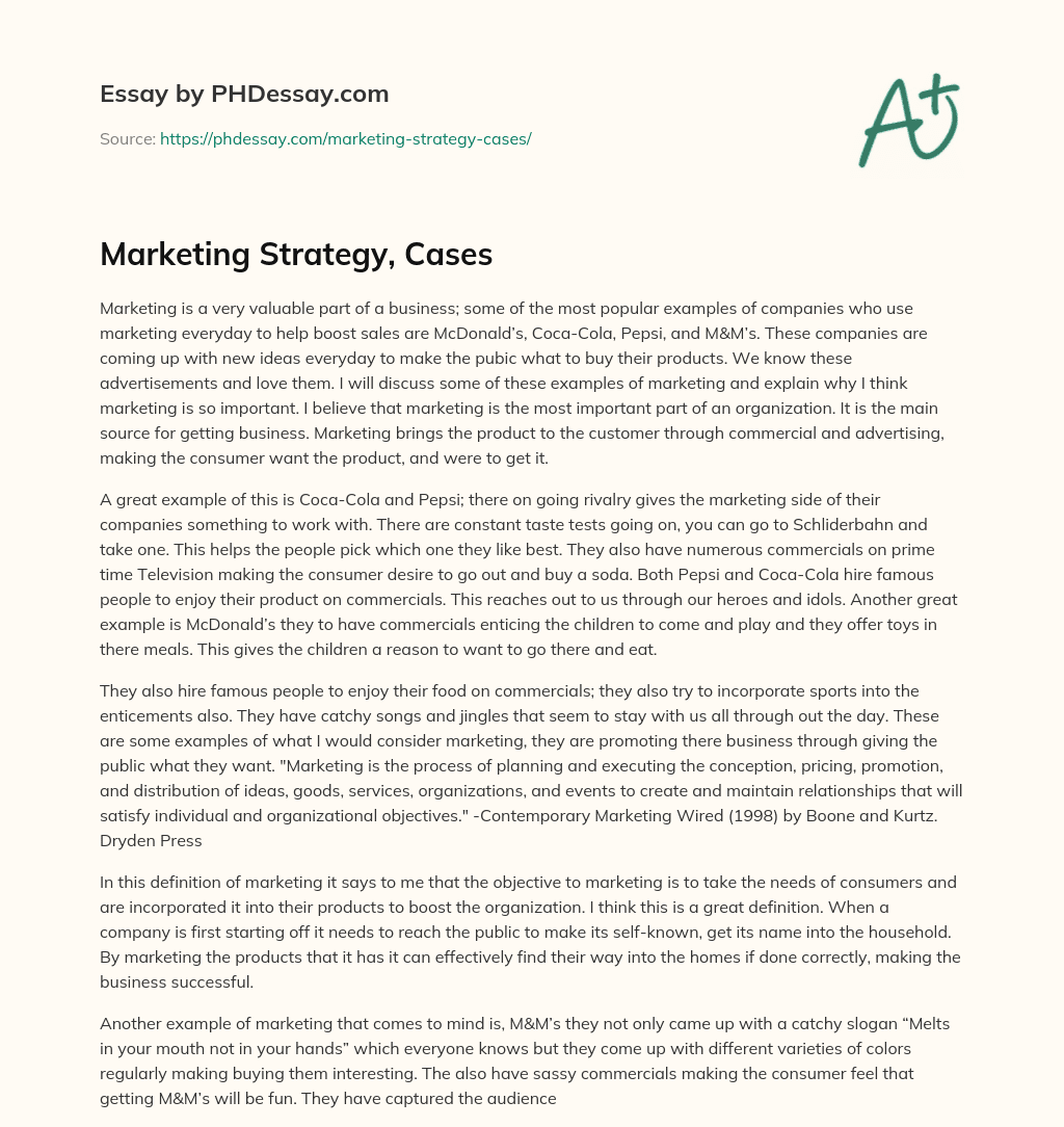 Marketing Strategy, Cases