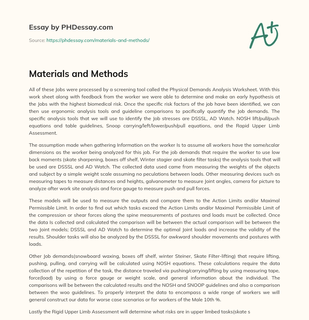 Materials and Methods (600 Words)