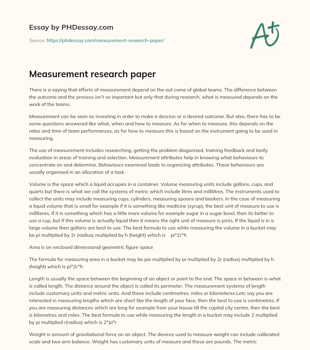 Measurement research paper