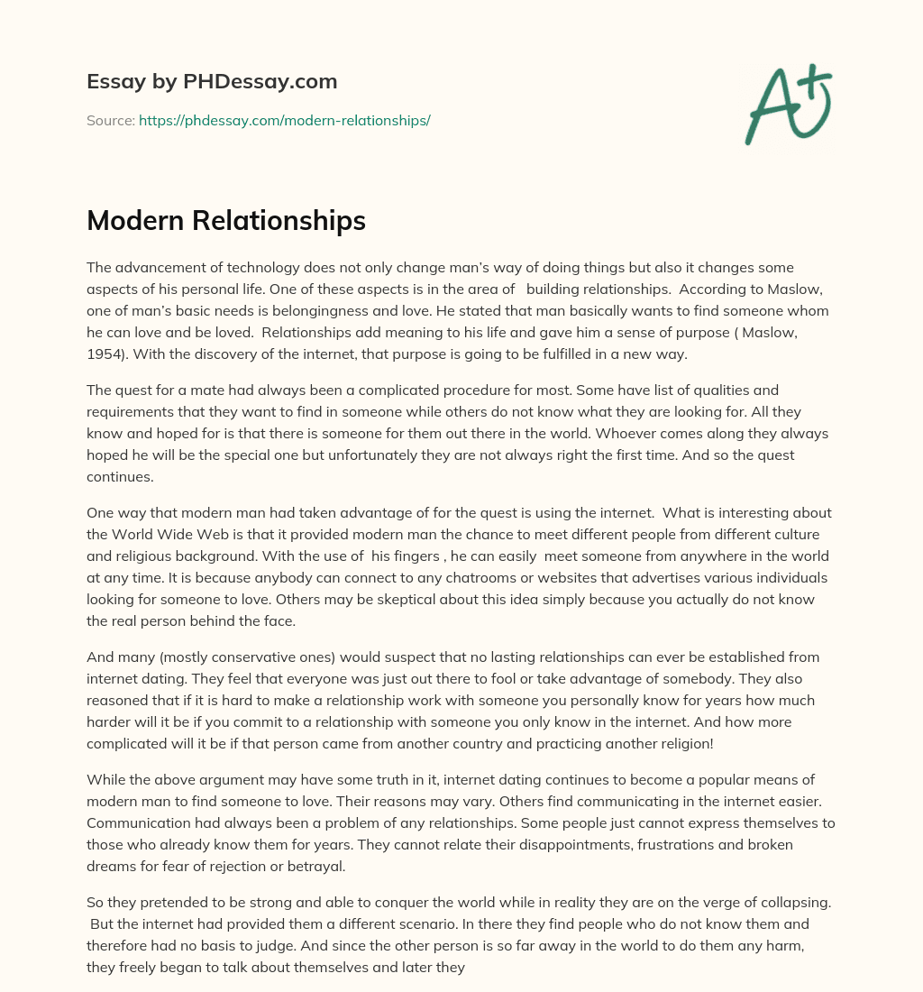 Modern Relationships