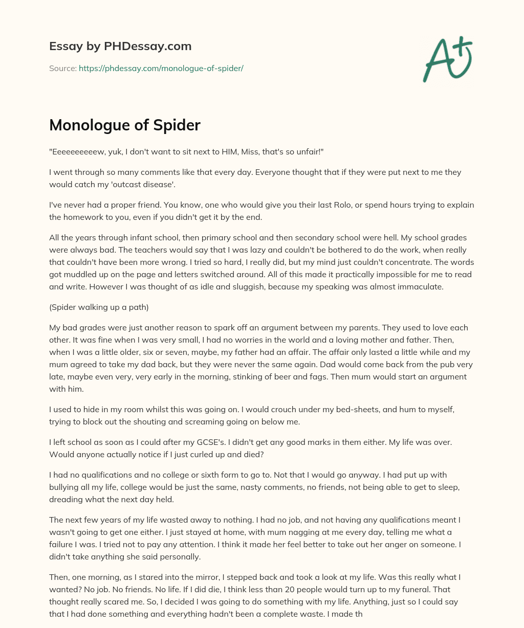 Monologue of Spider