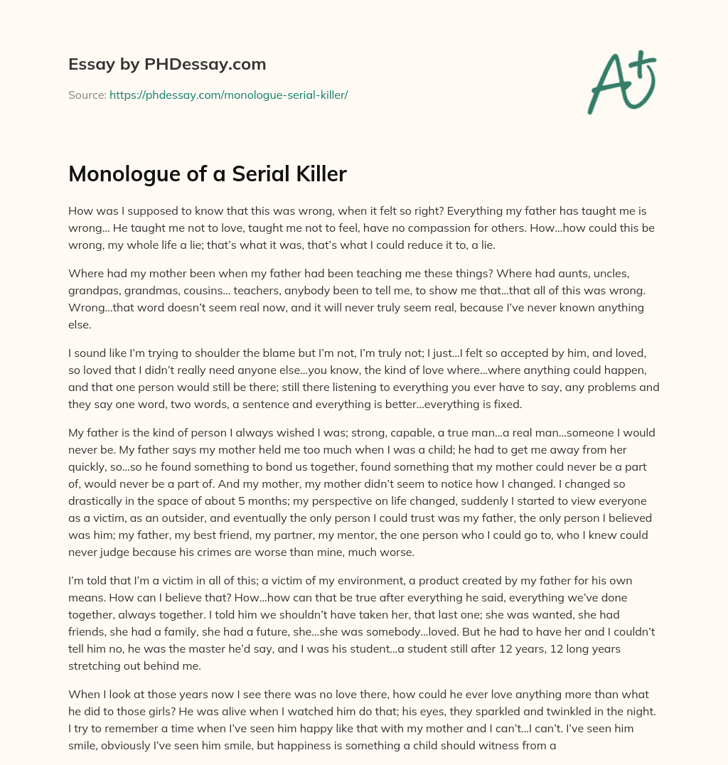 Monologue of a Serial Killer