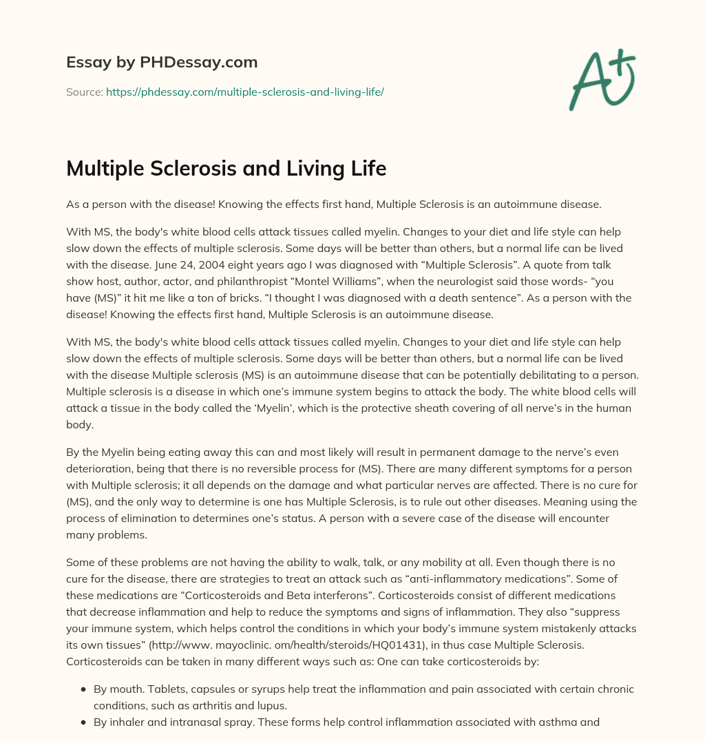 Multiple Sclerosis and Living Life