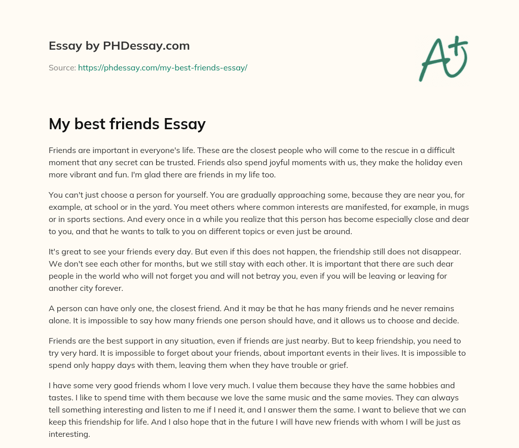 My Best Friends Essay - Phdessay.com