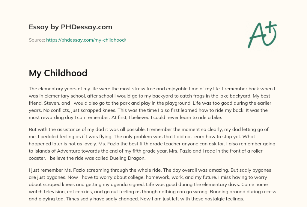 My Childhood Essay Example (300 Words)
